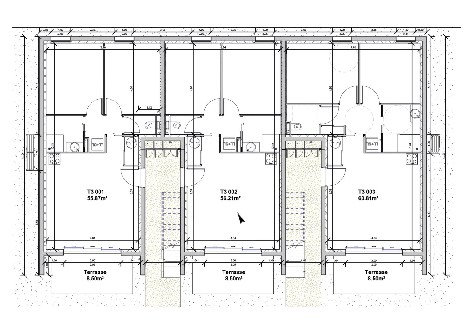 Plan RDC - Logements Collectifs - Ty Guen - SOFT Fluides & Thermique - Bureau d'Études CVC, SSI - Installation production d'eau chaude