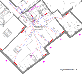 Plan Technique - COLLÉGIEN, Résidence intergénérationnelle, logements, collectif en accession, maisons individuelles - - Installation chauffage et production d'eau chaude - SOFT Fluides & Thermique - Bureau d'Études Fluides, Thermiques et Incendies - CVC - Systèmes hybrides (GAZ + PAC)